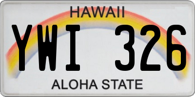 HI license plate YWI326