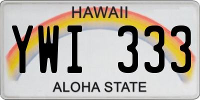 HI license plate YWI333