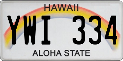 HI license plate YWI334
