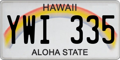 HI license plate YWI335