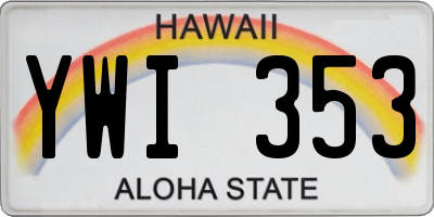 HI license plate YWI353