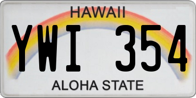 HI license plate YWI354
