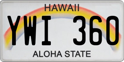 HI license plate YWI360