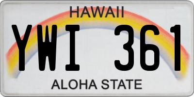 HI license plate YWI361