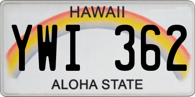 HI license plate YWI362