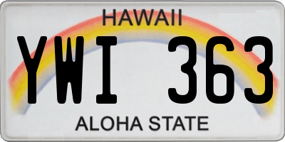 HI license plate YWI363