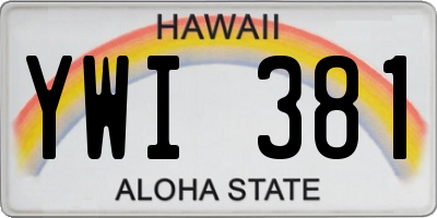 HI license plate YWI381