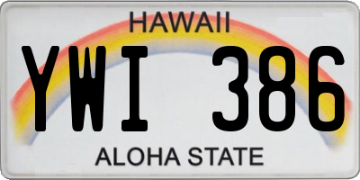 HI license plate YWI386