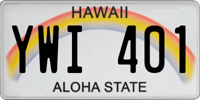 HI license plate YWI401