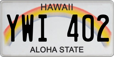 HI license plate YWI402