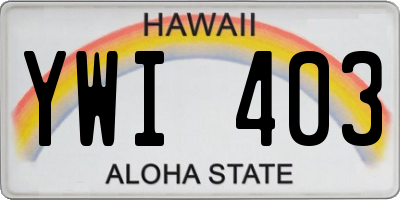 HI license plate YWI403