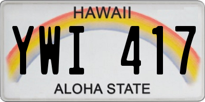 HI license plate YWI417