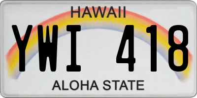 HI license plate YWI418