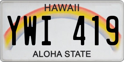 HI license plate YWI419