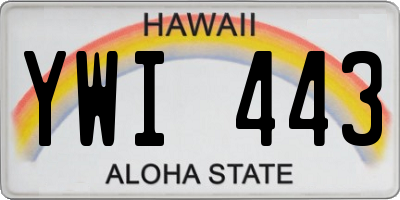 HI license plate YWI443