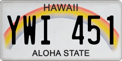 HI license plate YWI451