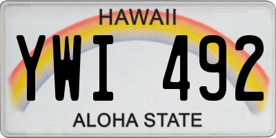 HI license plate YWI492