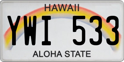 HI license plate YWI533