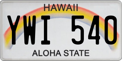 HI license plate YWI540