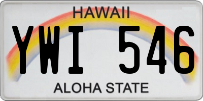 HI license plate YWI546