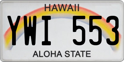HI license plate YWI553