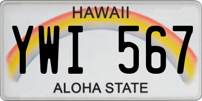 HI license plate YWI567
