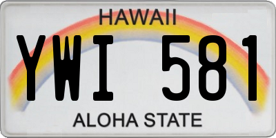 HI license plate YWI581