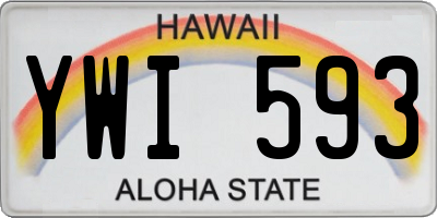 HI license plate YWI593