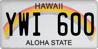 HI license plate YWI600