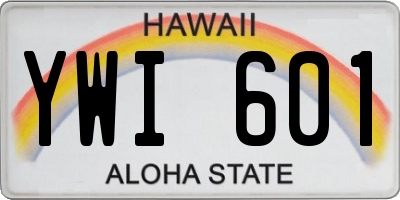 HI license plate YWI601