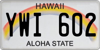 HI license plate YWI602