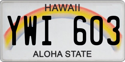 HI license plate YWI603