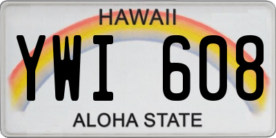 HI license plate YWI608