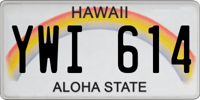 HI license plate YWI614
