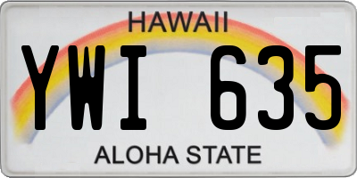 HI license plate YWI635