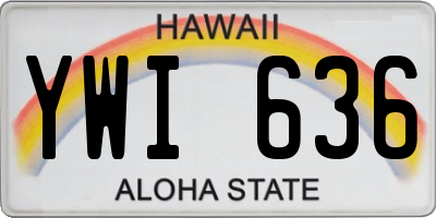 HI license plate YWI636