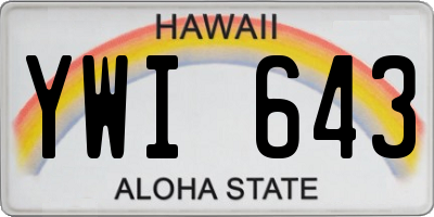 HI license plate YWI643