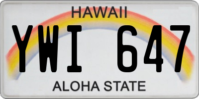 HI license plate YWI647