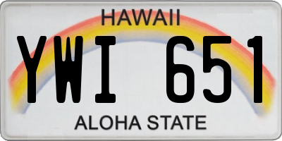 HI license plate YWI651