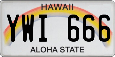 HI license plate YWI666