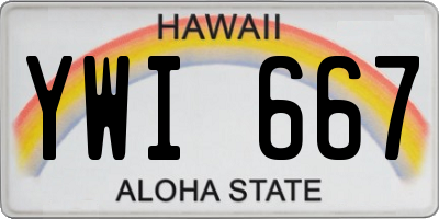 HI license plate YWI667