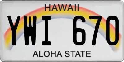 HI license plate YWI670