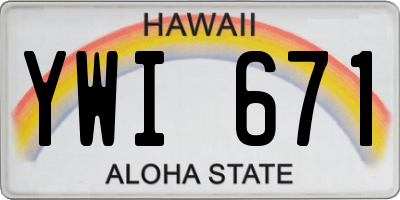HI license plate YWI671