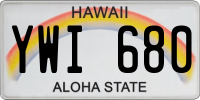 HI license plate YWI680