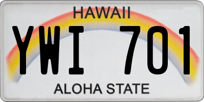 HI license plate YWI701