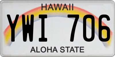 HI license plate YWI706