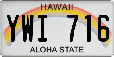 HI license plate YWI716