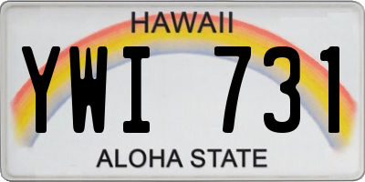 HI license plate YWI731