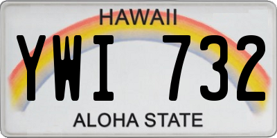 HI license plate YWI732