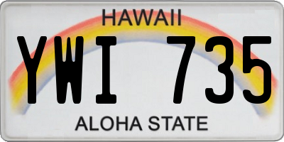 HI license plate YWI735